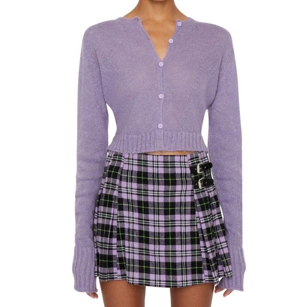 Danielle Guizio Mohair Cardigan in Lavender XS/S